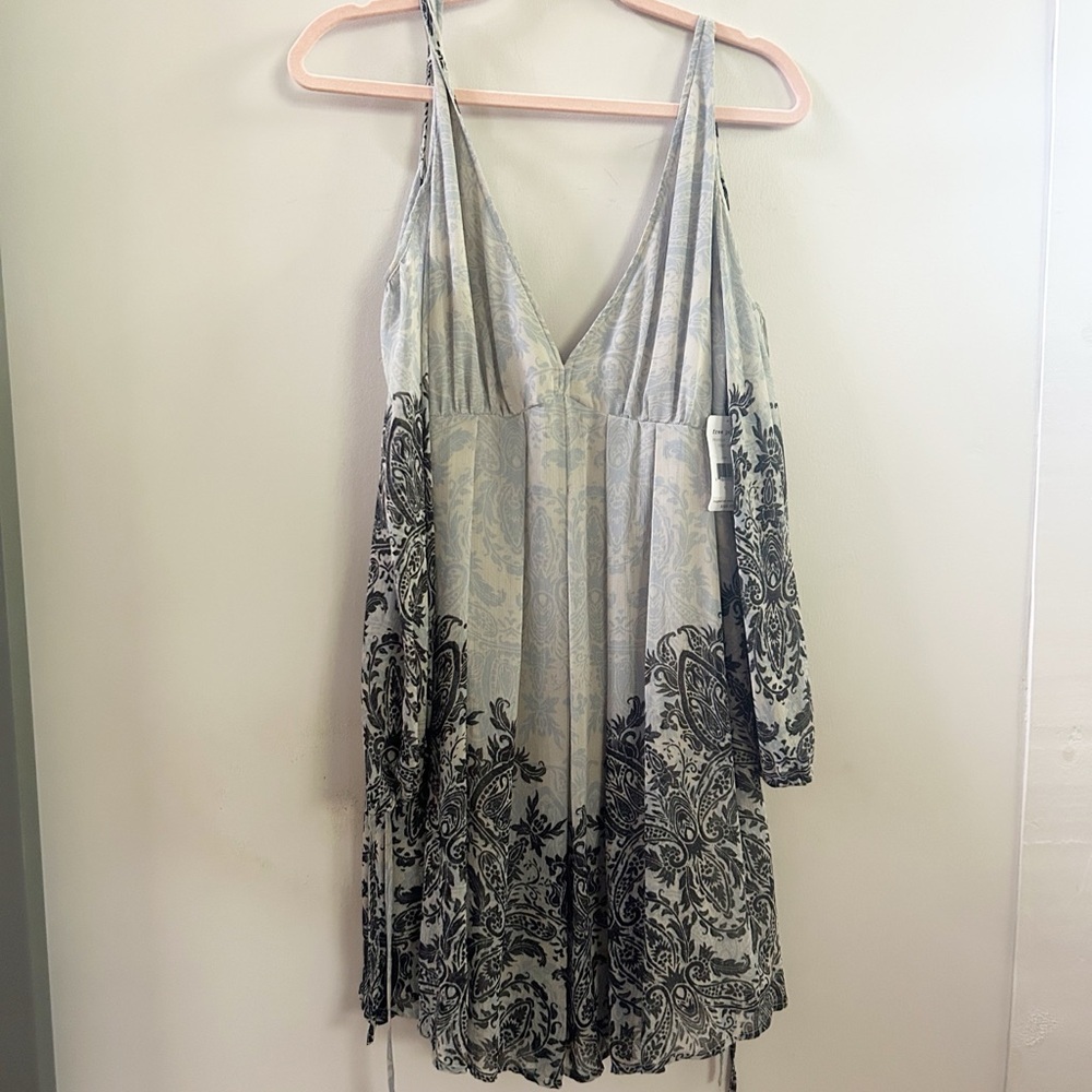 Free people chiffon printed mini dress large - Picture 2 of 7